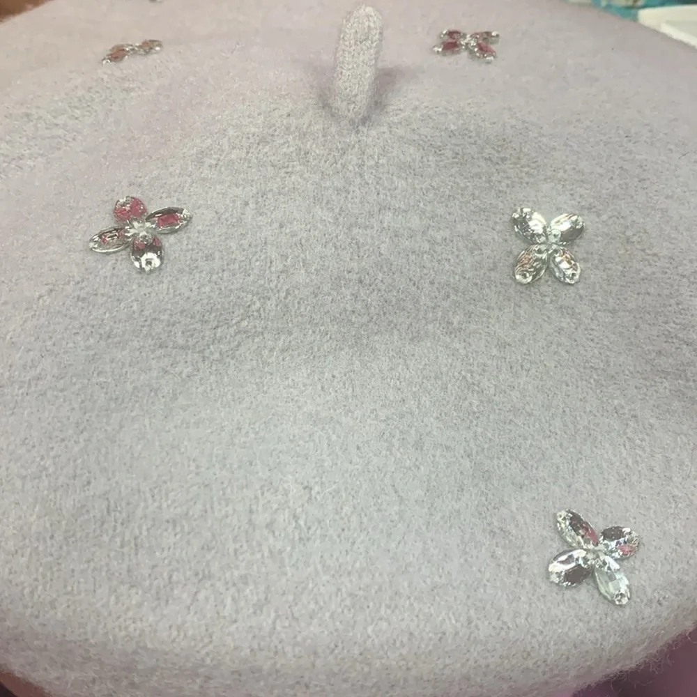 Anthropologie Maeve Embellished Gray  beret New